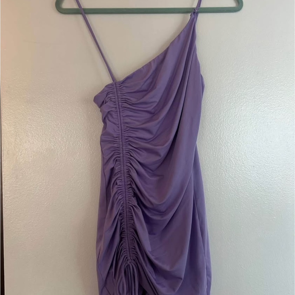 Lavender Ruched Mini Dress
